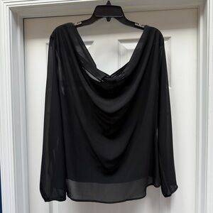 Elegant Black Women's Drape Blouse